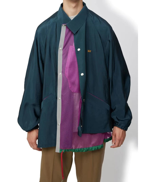 KOLOR Abe Runyi japon Style maille Nylon imperméable brodé coupe irrégulière Patchwork veste marine Vintage manteau ample