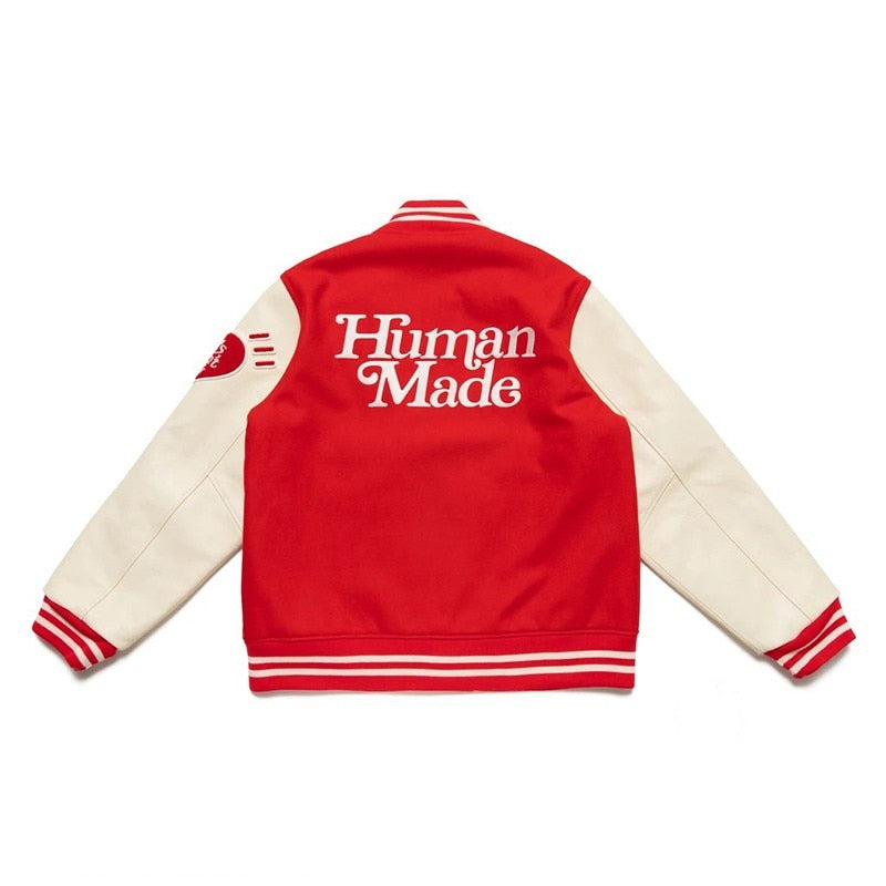 HUMAN MADE Les filles ne pleurent pas | Heart Unisexe Street Style Collaboration Logo Varsity Vestes